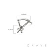 316L SURGICAL STEEL THREADLESS PUSH IN RIBBON CHAIN DANGLE DANGLE CZ TOP PART